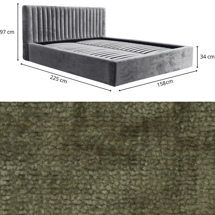 Trae Mobler Vegas 140 x 200 cm Gestoffeerd Bed Olijfgroen