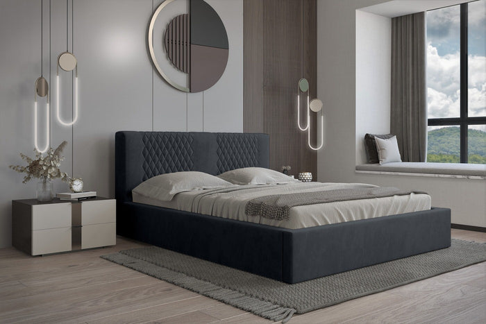 Trae Mobler Montana 180 x 200 cm Gestoffeerd Bed Donkerblauw