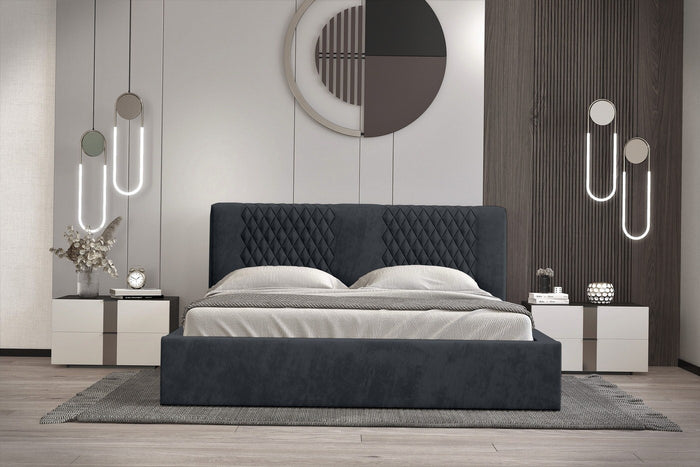 Trae Mobler Montana 180 x 200 cm Gestoffeerd Bed Donkerblauw