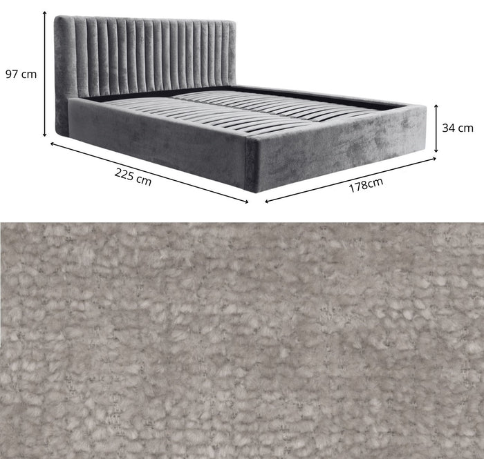 Trae Mobler Vegas 160 x 200 cm Gestoffeerd Bed Grijs