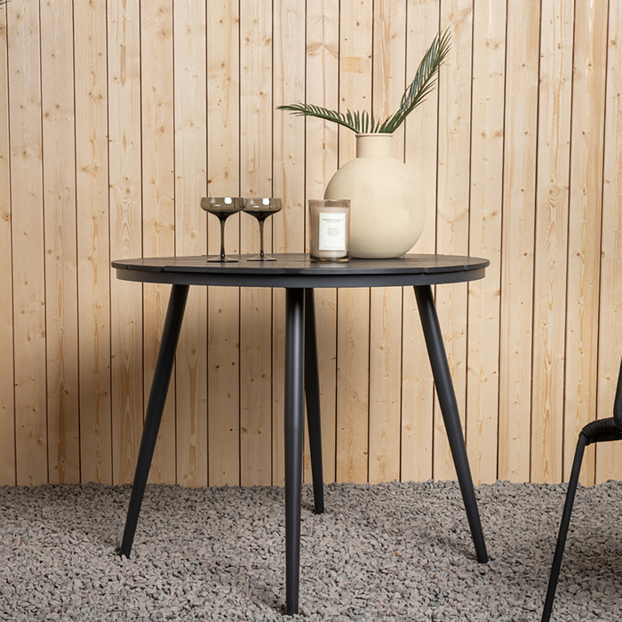 Nest outdoor Aaron tuintafel polywood zwart - Ø90 cm