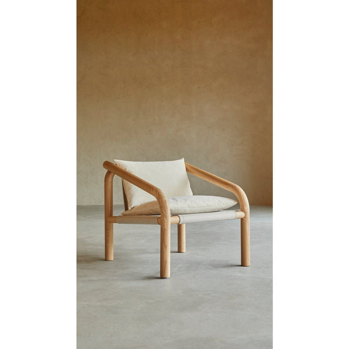 Tikamoon - Fauteuil van massief licht eikenhout en ecru stof