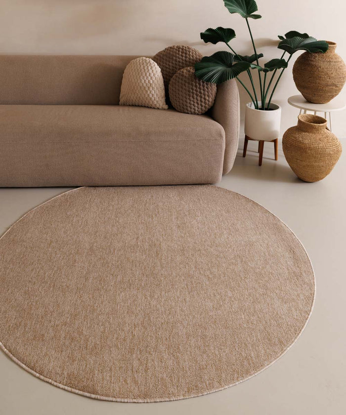 Tapeso Rond vloerkleed Lush - beige - 240 cm