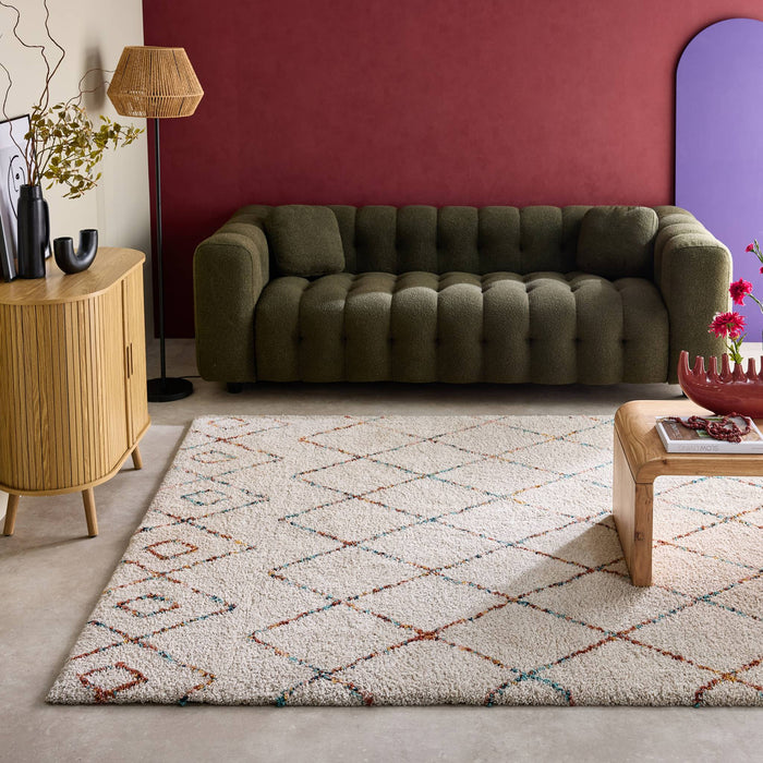 sweeek - Interieurtapijt van shaggy stof, Berber-stijl, crèmekleurig