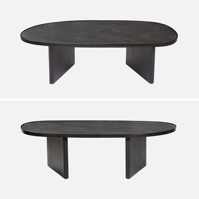 sweeek - Ovale salontafel mangohout en steenfineer