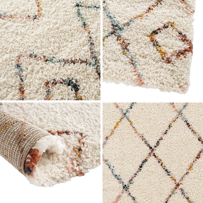 sweeek - Interieurtapijt van shaggy stof, Berber-stijl, crèmekleurig