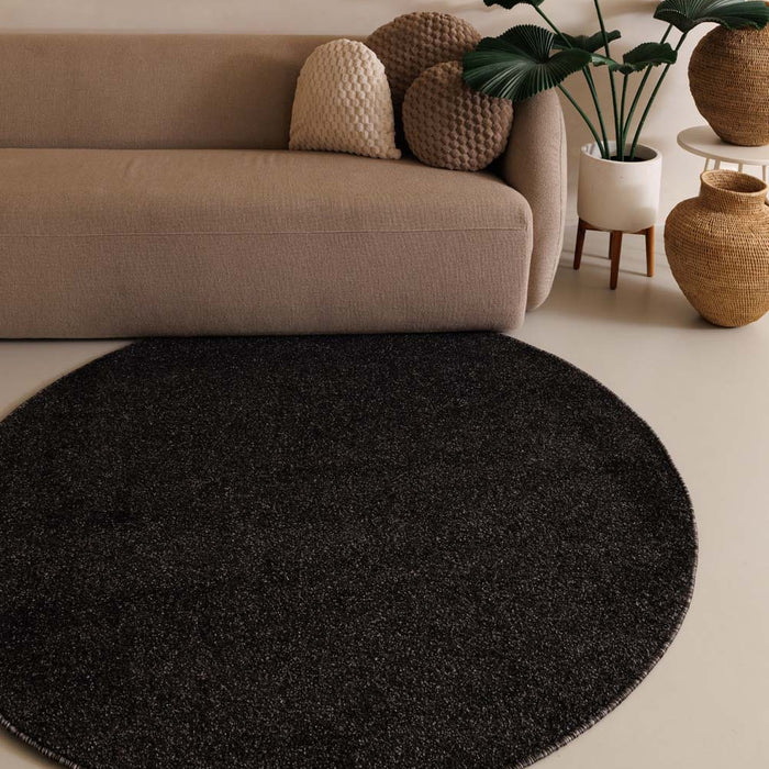 Tapeso Rond vloerkleed Fine - antraciet - 160 cm