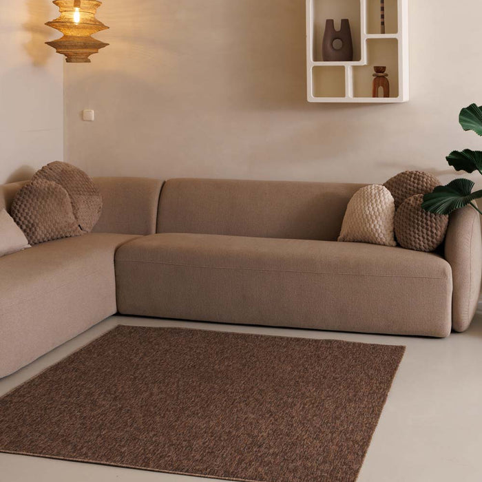 Tapeso Vierkant vloerkleed Lush - bruin - 100x100 cm