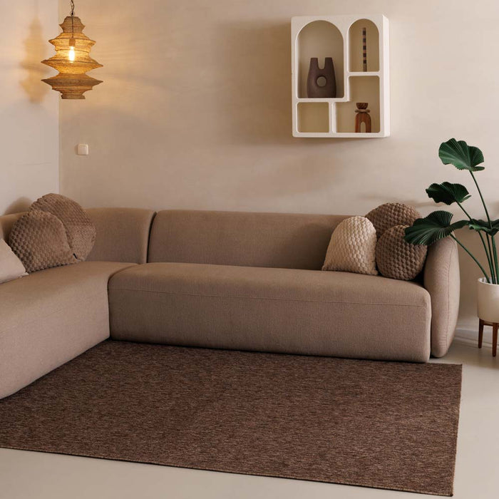 Tapeso Laagpolige loper Lush - bruin - 100x300 cm