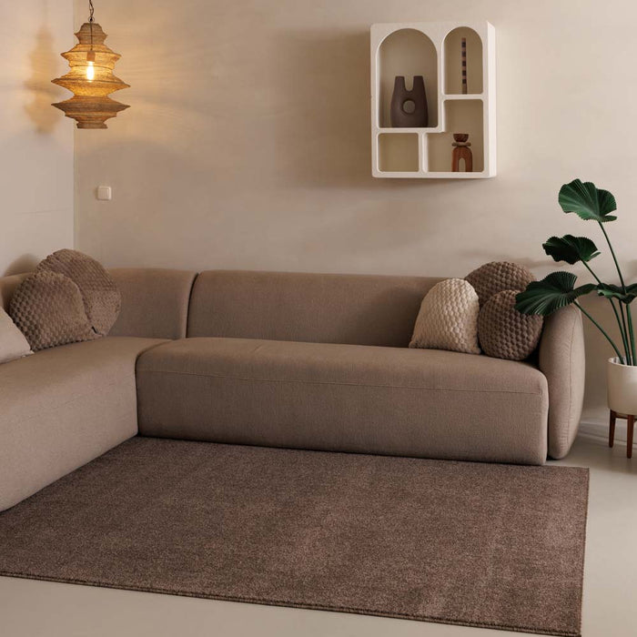 Tapeso Laagpolige loper Fine - mokka - 100x300 cm