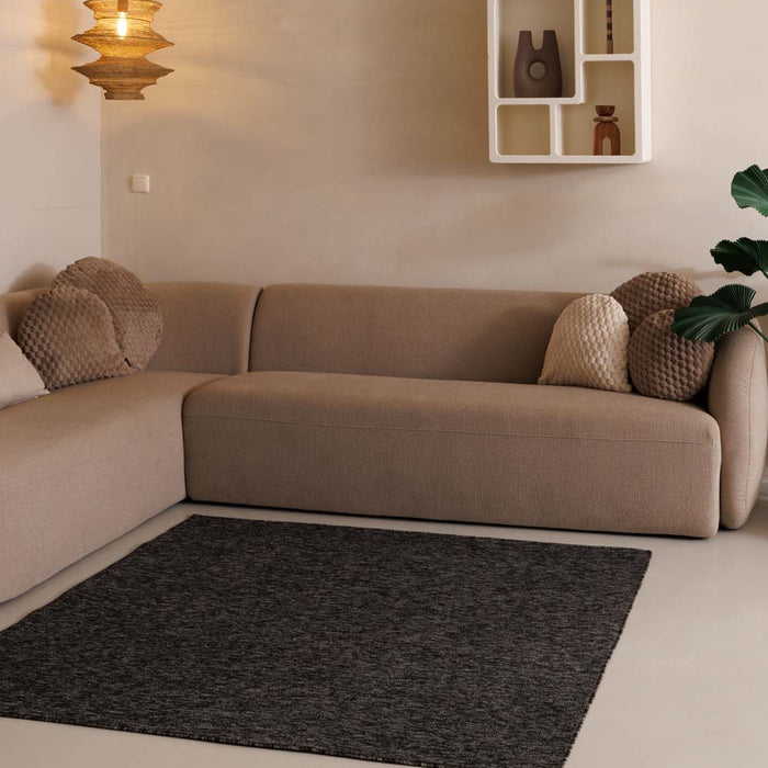 Tapeso Vierkant vloerkleed Lush - antraciet - 300x300 cm