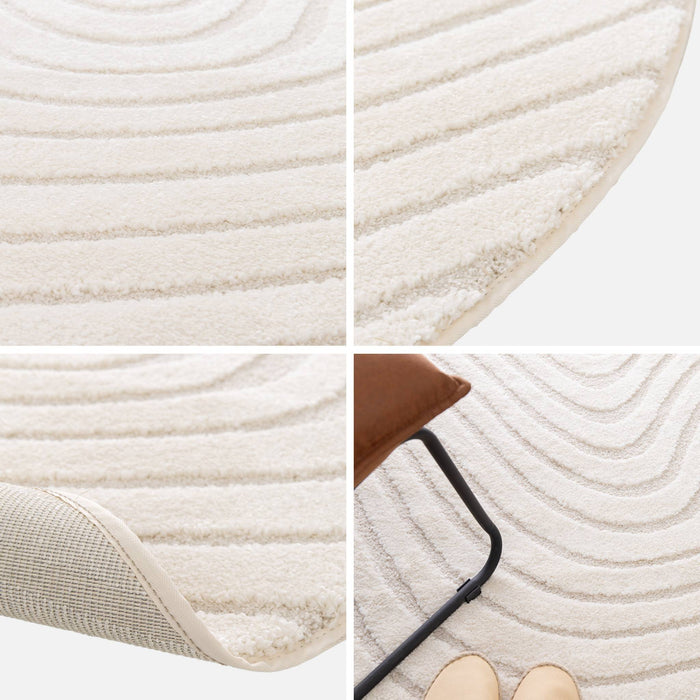 sweeek - Interieur tapijt met verhoogd golfpatroon in crème