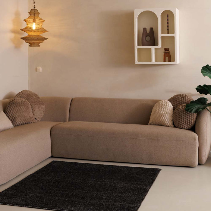 Tapeso Vierkant vloerkleed Fine - antraciet - 300x300 cm