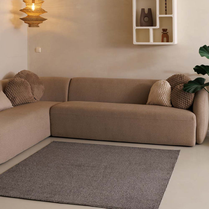 Tapeso Vierkant vloerkleed Fine - grijs - 300x300 cm