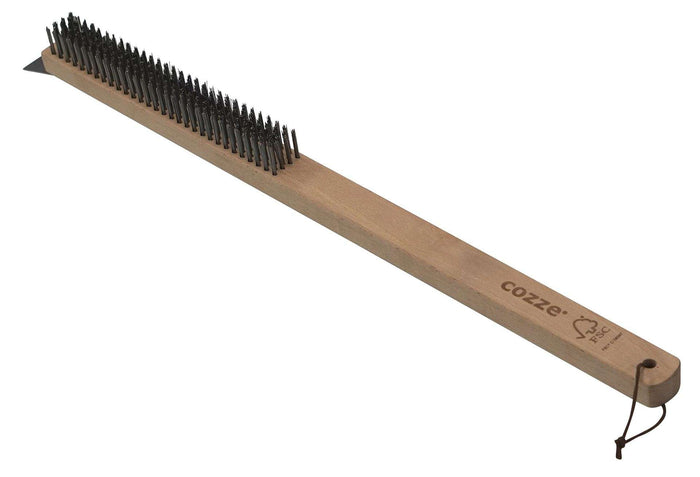 Cozze Staalborstel met Schraper en Houten Handvat