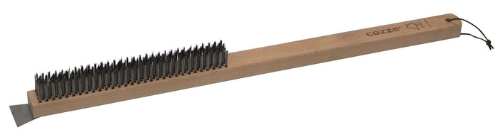 Cozze Staalborstel met Schraper en Houten Handvat