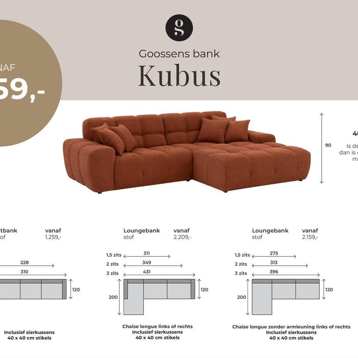 Goossens Bank Kubus - 40 x 40 cm stiksel