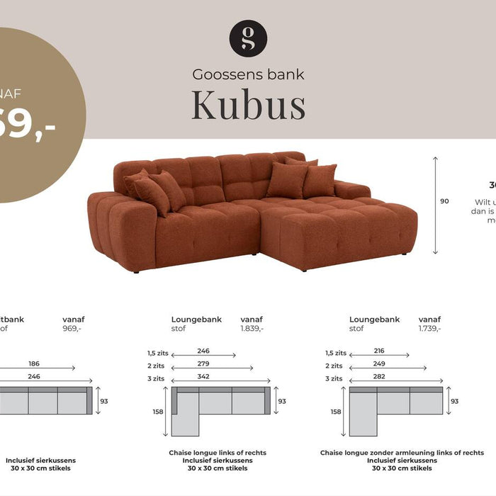 Goossens Bank Kubus - 30 x 30 cm stiksel