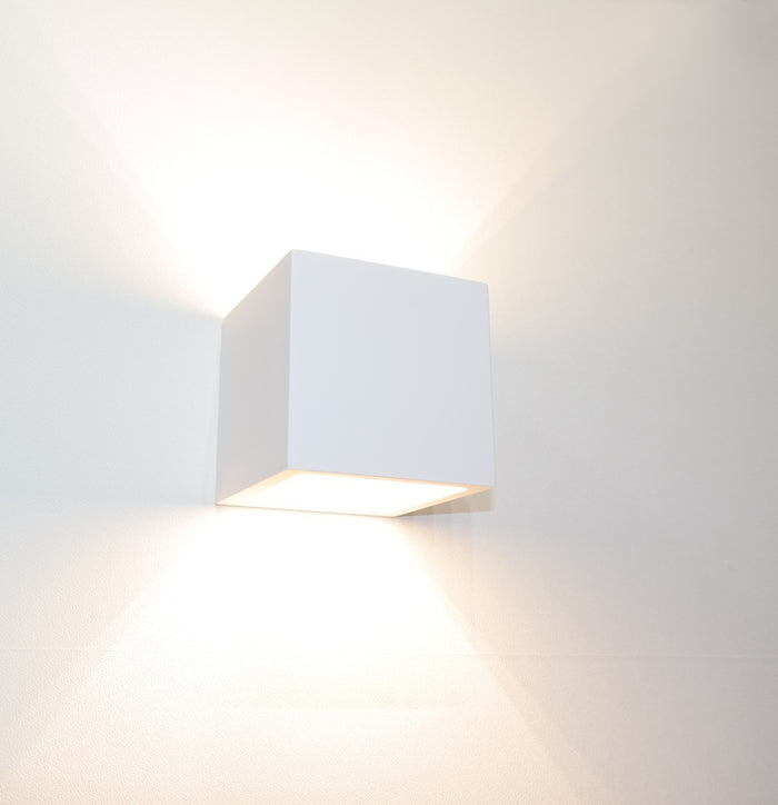 Artdelight Wandlamp Plaster Vierkant Wit incl. Led
