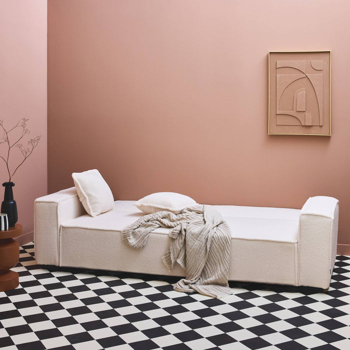 sweeek - 3-zits slaapbank in wit-crème boucléstof