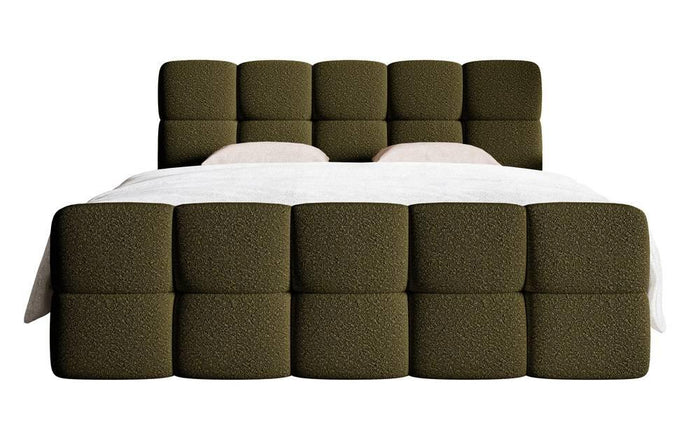 NADUVI Collection Chloe Boxspring met Opbergvak 180 x 200 cm - Bouclé - Groen