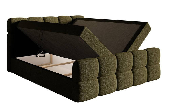 NADUVI Collection Chloe Boxspring met Opbergvak 180 x 200 cm - Bouclé - Groen