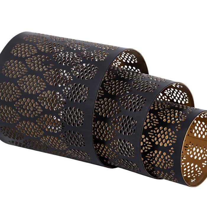 SVJ Windlicht - 14x14x14 cm - Metaal - Zwart - Set van 3