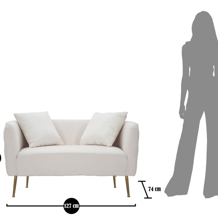 Mauro Ferretti Bucarest 2-zitsbank van beige stof met gouden poten