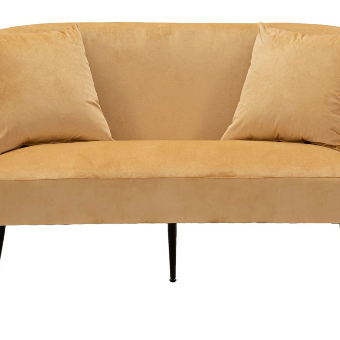 Mauro Ferretti Browy Zwart metalen en bruin fluwelen bank met kussens