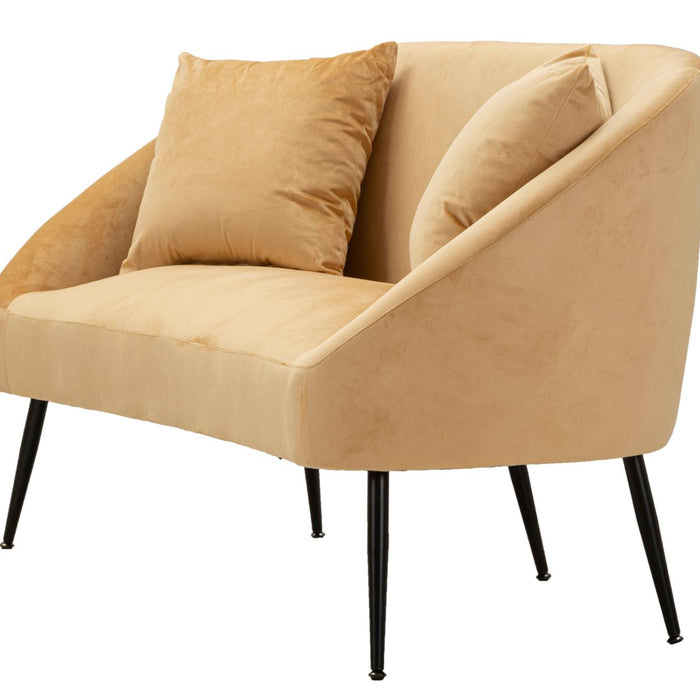 Mauro Ferretti Browy Zwart metalen en bruin fluwelen bank met kussens