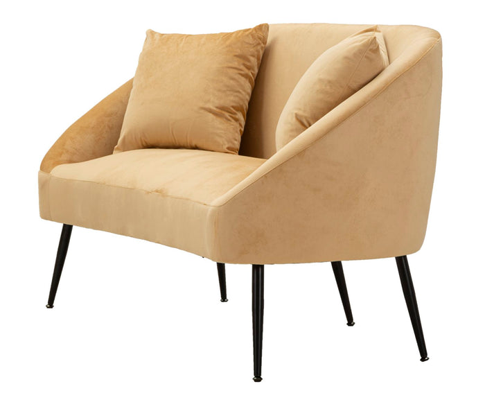 Mauro Ferretti Browy Zwart metalen en bruin fluwelen bank met kussens