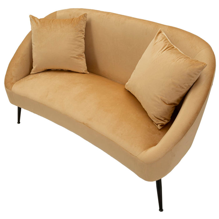 Mauro Ferretti Browy Zwart metalen en bruin fluwelen bank met kussens