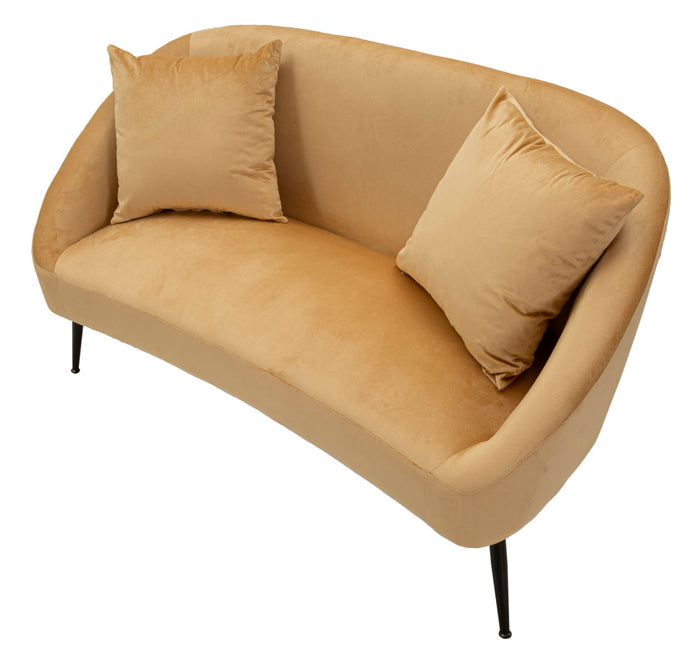 Mauro Ferretti Browy Zwart metalen en bruin fluwelen bank met kussens