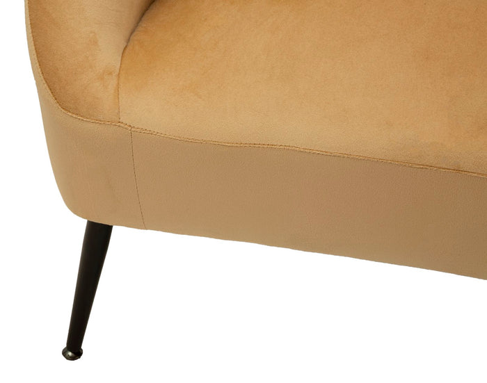 Mauro Ferretti Browy Zwart metalen en bruin fluwelen bank met kussens