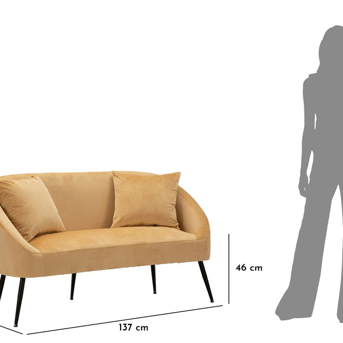 Mauro Ferretti Browy Zwart metalen en bruin fluwelen bank met kussens