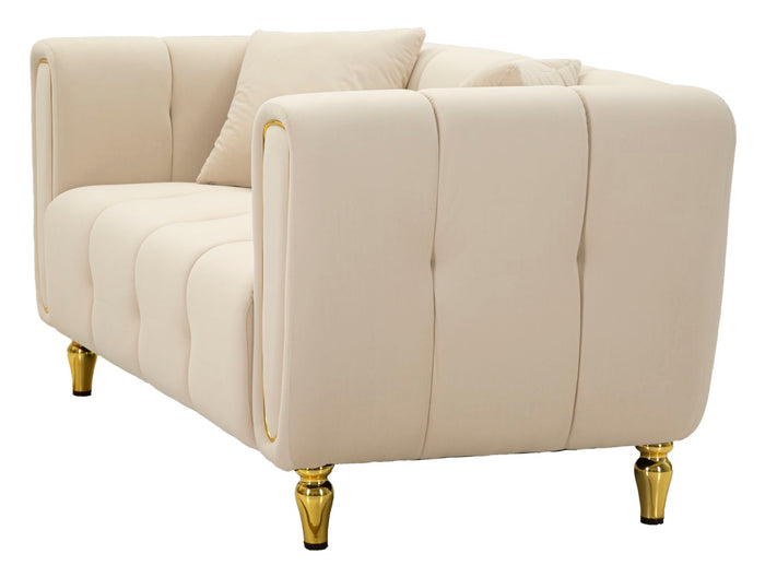 Mauro Ferretti Alma Sofa 2 plaatsen in metaal en fluwelen rème
