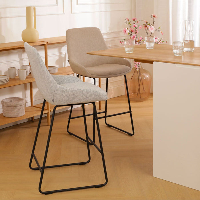 Nolon Nino-Isa Barkruk Beige Gemêleerd - Stof - Zwart Onderstel - 75