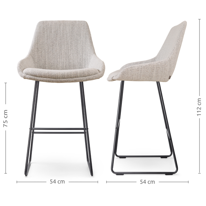 Nolon Nino-Isa Barkruk Beige Gemêleerd - Stof - Zwart Onderstel - 75