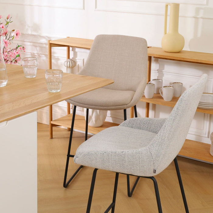 Nolon Nino-Isa Barkruk Beige Gemêleerd - Stof - Zwart Onderstel - 75