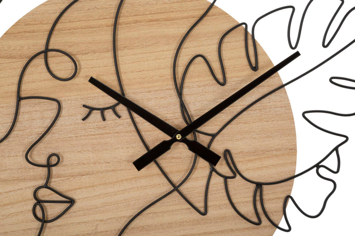 Mauro Ferretti Elegant Ronde wandklok in metaal en hout bruin