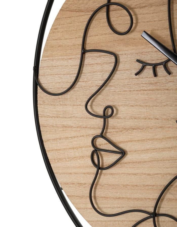 Mauro Ferretti Elegant Ronde wandklok in metaal en hout bruin