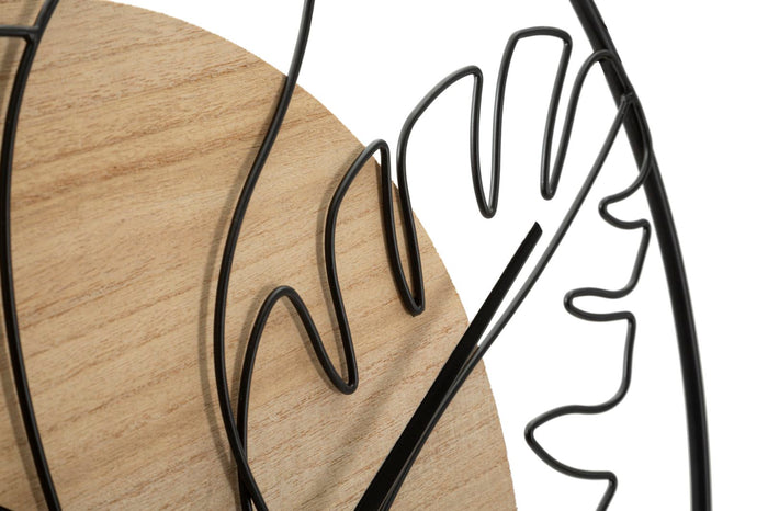 Mauro Ferretti Elegant Ronde wandklok in metaal en hout bruin