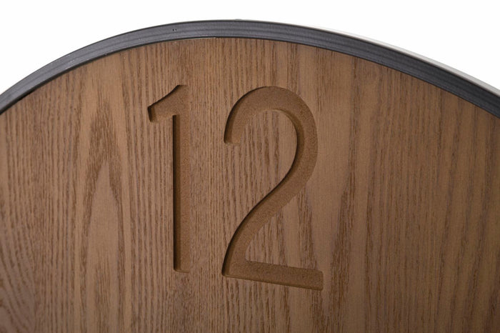 Mauro Ferretti Leaf Ronde wandklok in hout en metaal bruin