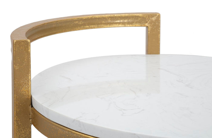 Mauro Ferretti Marble Tafel in goud metaal met wit blad
