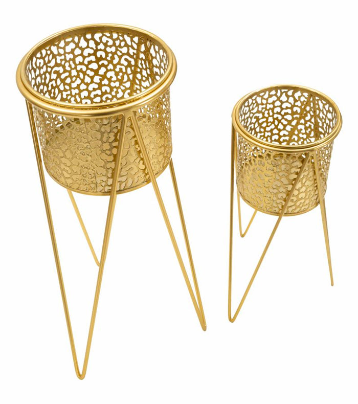 Mauro Ferretti Glod Set van 2 vazenhouders in goud metaal