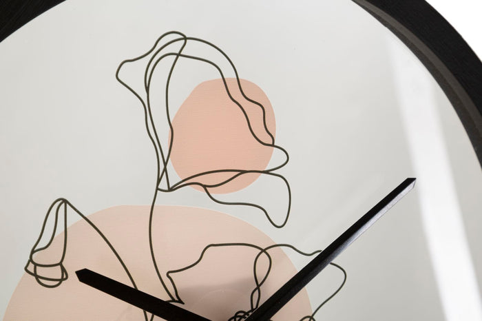 Mauro Ferretti Flower Ronde wandklok bloem in hout en glas