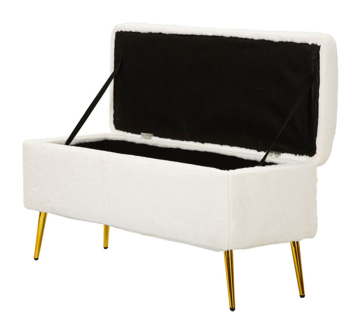 Mauro Ferretti Soffy Bank met ontainer in goud metaal en witte stof