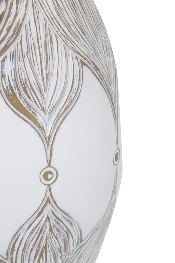 Mauro Ferretti Atene Tafellamp in witte hars met beige kap