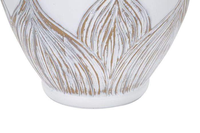 Mauro Ferretti Atene Tafellamp in witte hars met beige kap