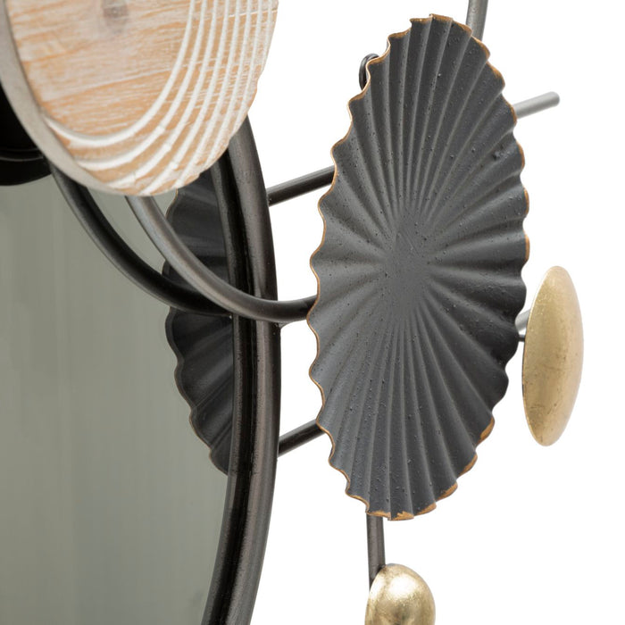 Mauro Ferretti Abstract Wandspiegel in metaal en hout veelkleurig